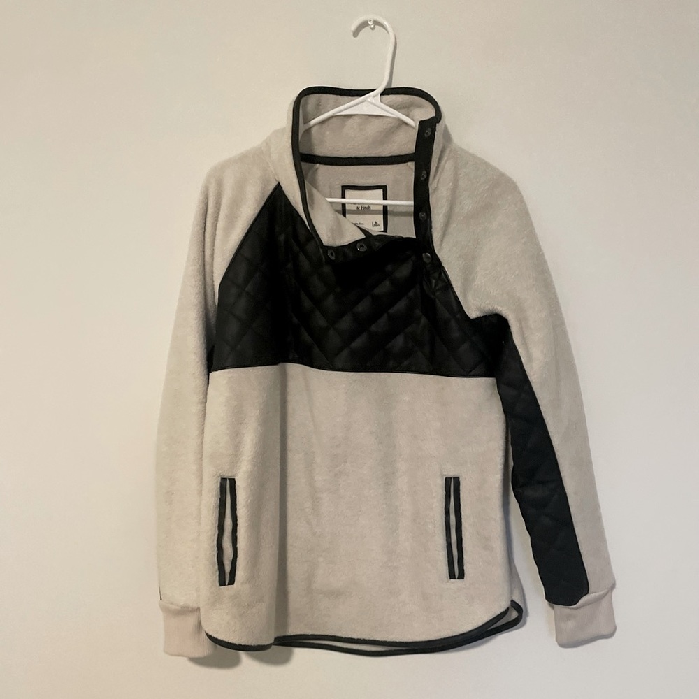 Abercrombie Fleece and leather pullover size M